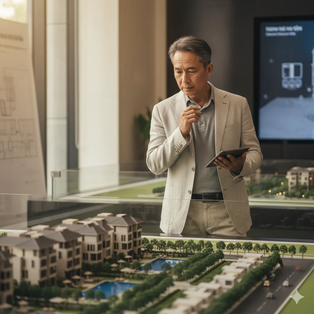 Bức ảnh thực tế nhà đầu tư Việt Nam khảo sát mô hình dự án bất động sản nghỉ dưỡng tại Hà Nội.