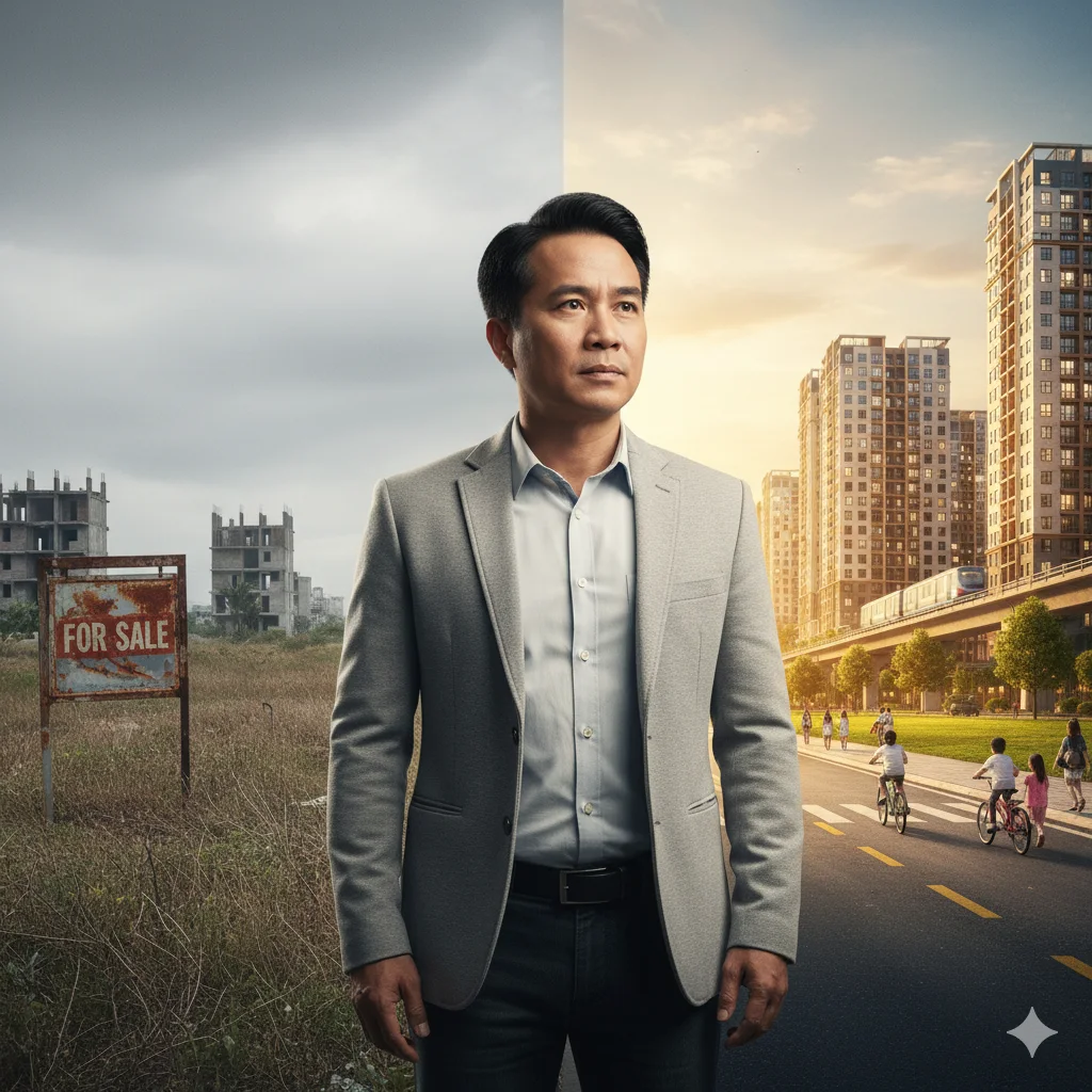 Ảnh minh họa sự lựa chọn sai lầm và thành công khi đầu tư bất động sản vùng ven.