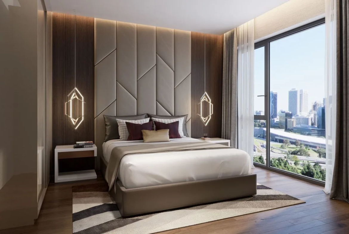 Phòng ngủ phụ căn hộ mẫu An Bình Homeland tiện nghi, ánh sáng và gió tự nhiên.