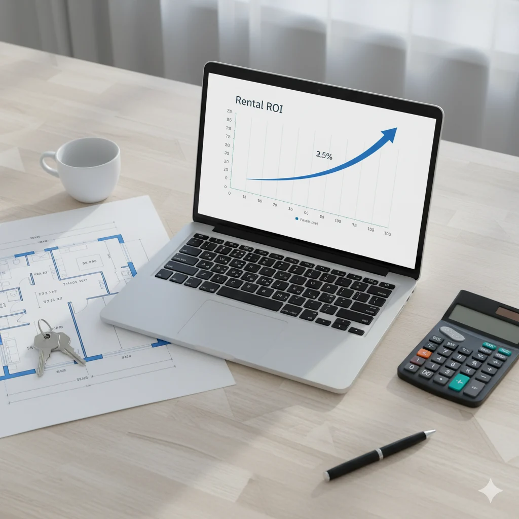 Không gian làm việc hiện đại với laptop và bản hợp đồng, biểu tượng cho sự minh bạch trong đầu tư bất động sản.