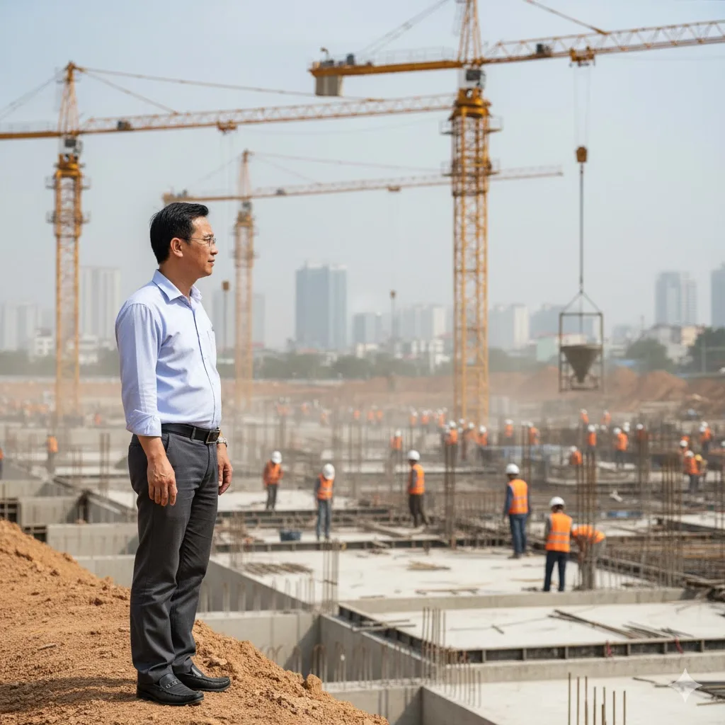 Hình ảnh thực tế chủ đầu tư An Bình Homeland giám sát công trường