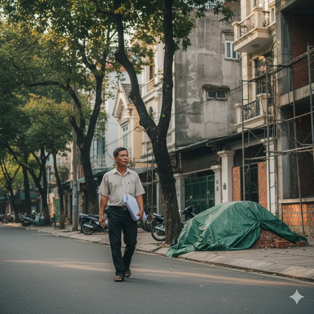 Hình ảnh thực tế nhà đầu tư bất động sản đi khảo sát khu dân cư Hà Đông để tìm lời giải có nên đầu tư bất động sản.