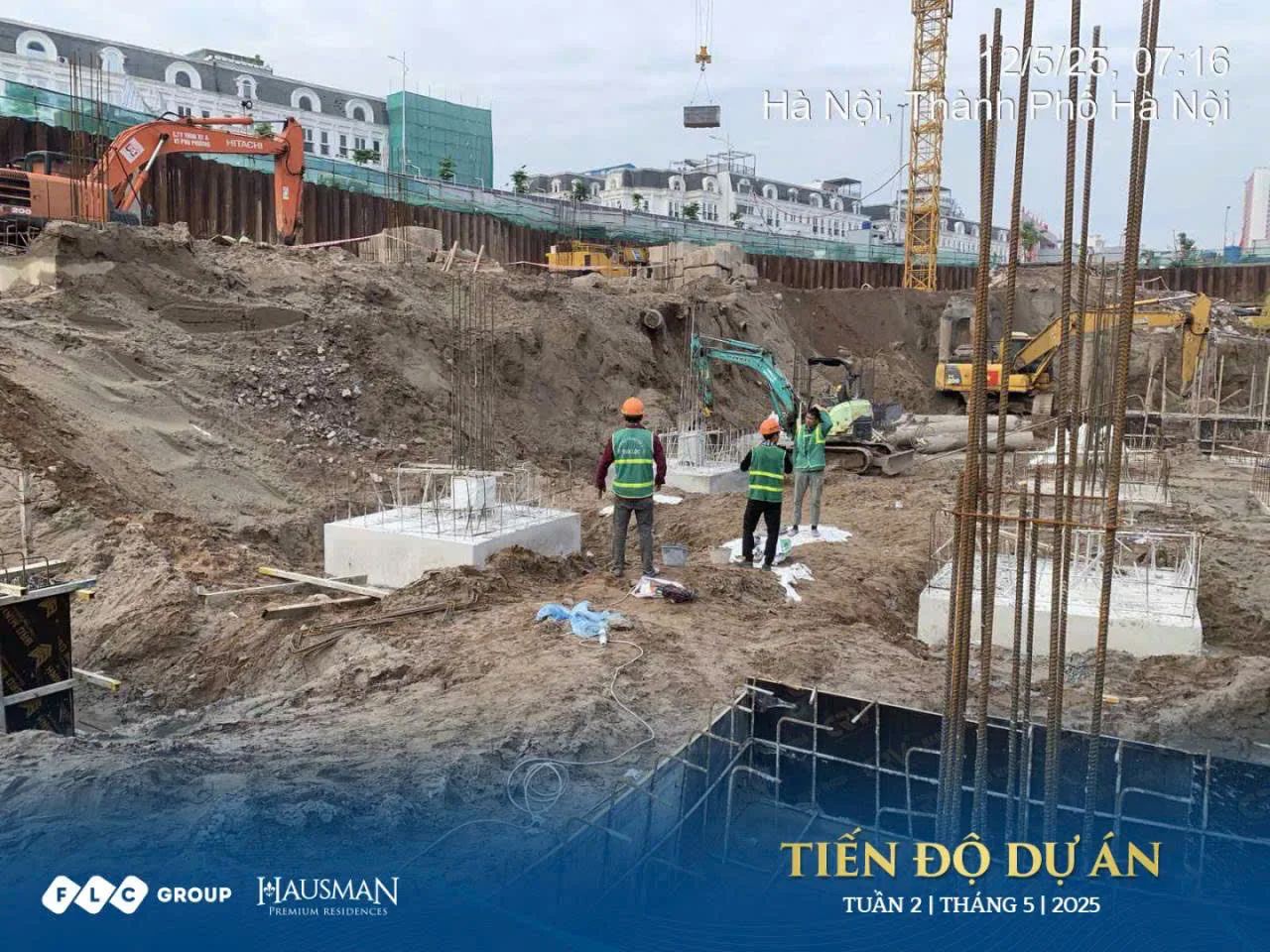 Tiến độ Hausman FLC mới nhất (10/2025): công trường, giấy phép 6 Hình ảnh flycam công trường Hausman FLC với hoạt động đào móng và cọc nhồi, thể hiện rõ tiến độ dự án. Kygoibatdongsan 0838919648.