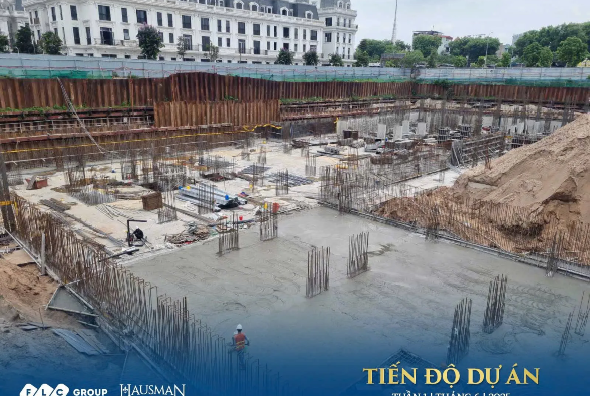 Công trường Hausman FLC đang tiến hành đổ bê tông sàn móng tháng 6/2025, minh chứng cho sự minh bạch tiến độ. Thông tin chi tiết tại Kygoibatdongsan 0838919648.