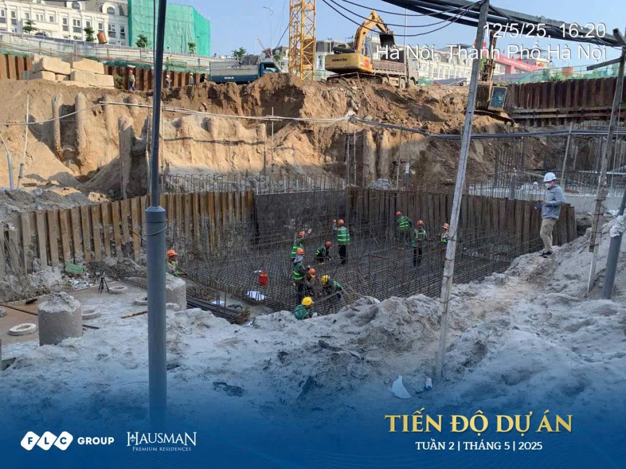 Tiến độ Hausman FLC mới nhất (10/2025): công trường, giấy phép 10 Công nhân Hausman FLC đang thi công cốt thép sàn hầm tháng 6/2025, minh chứng cho tiến độ xây dựng. Kygoibatdongsan 0838919648.