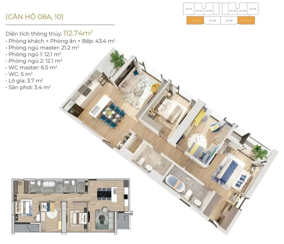 Layout căn hộ 3 phòng ngủ Chung cư An Bình Homeland Dương Nội, diện tích 86 – 92m2, không gian sống tiện nghi cho gia đình.