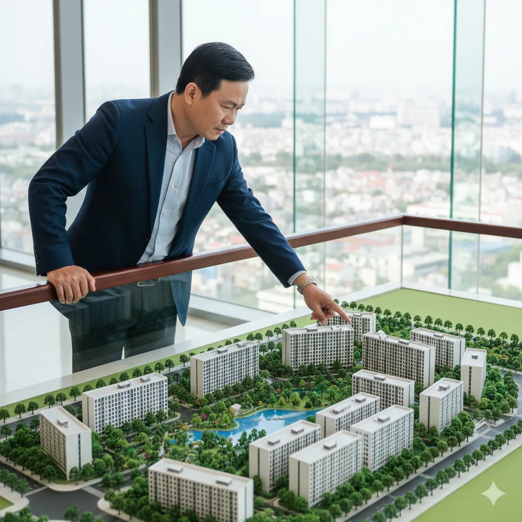 Hình ảnh mặt bằng An Bình Homeland tổng thể, được nhà đầu tư Việt trung niên đánh giá từ góc nhìn trên cao.