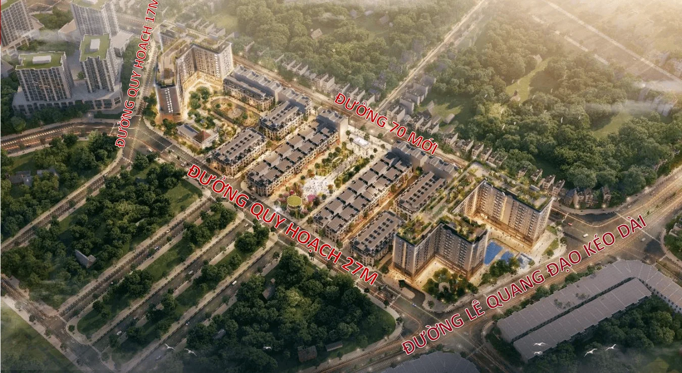 Vị trí Hausman FLC cách trung tâm Hà Nội chỉ 10 phút 3 Phối cảnh tổng thể vị trí FLC Premier Parc (Hausman FLC), minh họa các tuyến đường quy hoạch 70 mới và Lê Quang Đạo kéo dài. Thông tin quy hoạch: kygoibatdongsan.