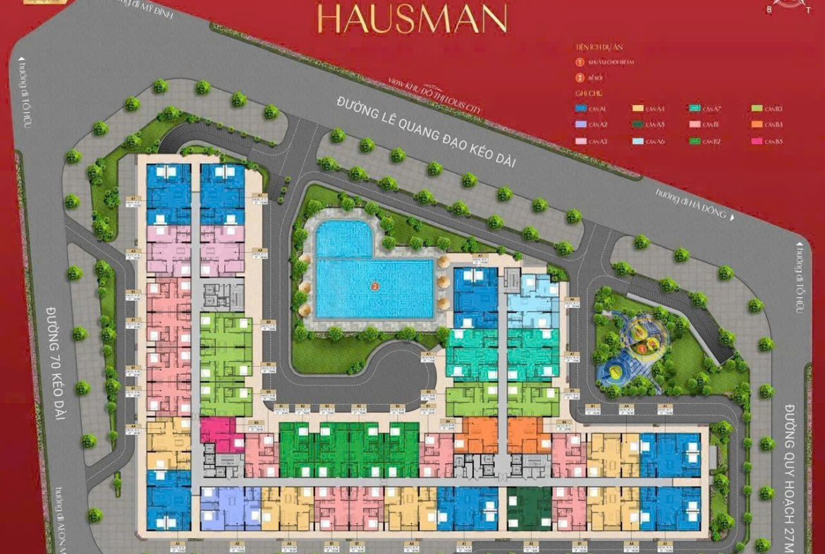 Quy hoạch tổng thể khu đô thị FLC Premier Parc Đại Mỗ, bao gồm chung cư Hausman. Liên hệ Nguyễn Đức kygoibatdongsan