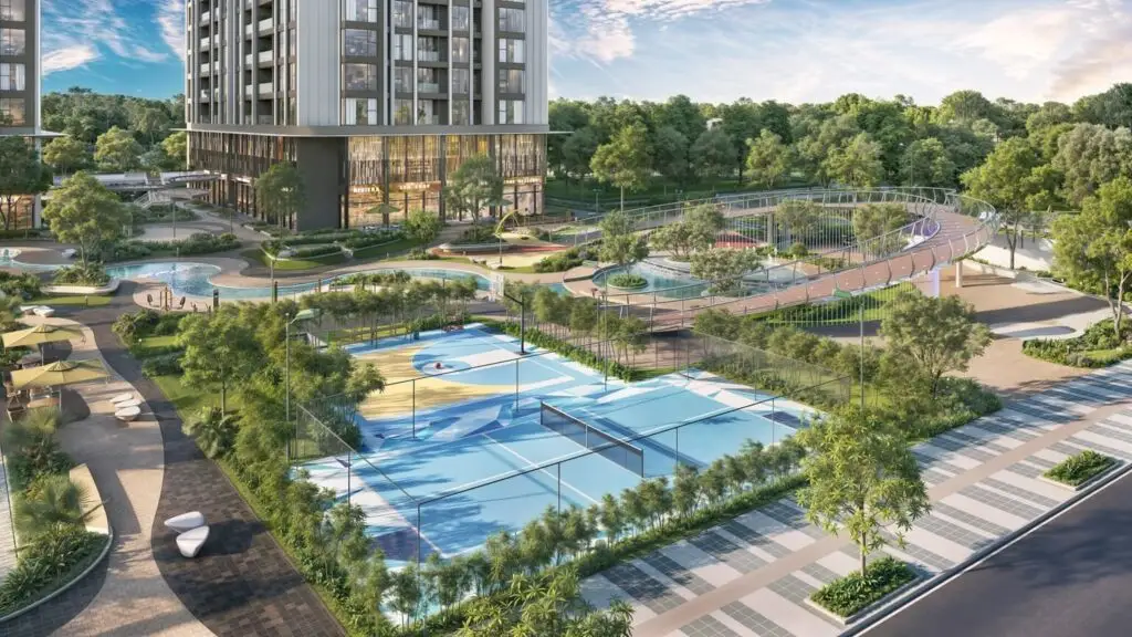 Điểm nhấn kiến trúc quảng trường và đài phun nước trung tâm tại dự án Greenera Southmark.