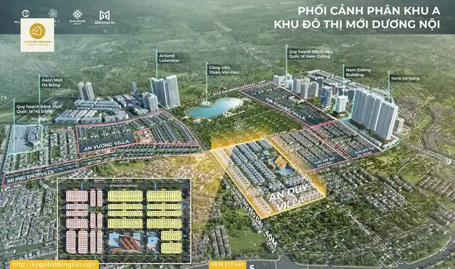 Mặt bằng chi tiết phân lô dự án biệt thự An Quý Villa Nam Cường thuộc khu đô thị Dương Nội