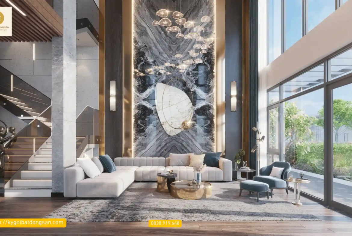 Gợi ý thiết kế nội thất phòng khách sang trọng và đẳng cấp cho chủ nhân An Quý Villa.