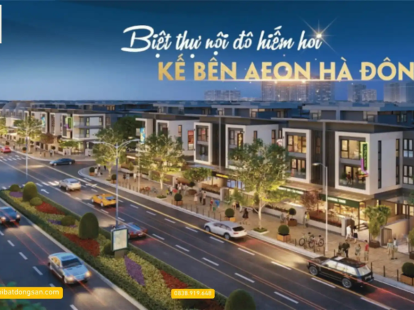 Toàn cảnh khu đô thị Dương Nội với phân khu biệt thự An Quý Villa xanh mát bên hồ điều hòa.