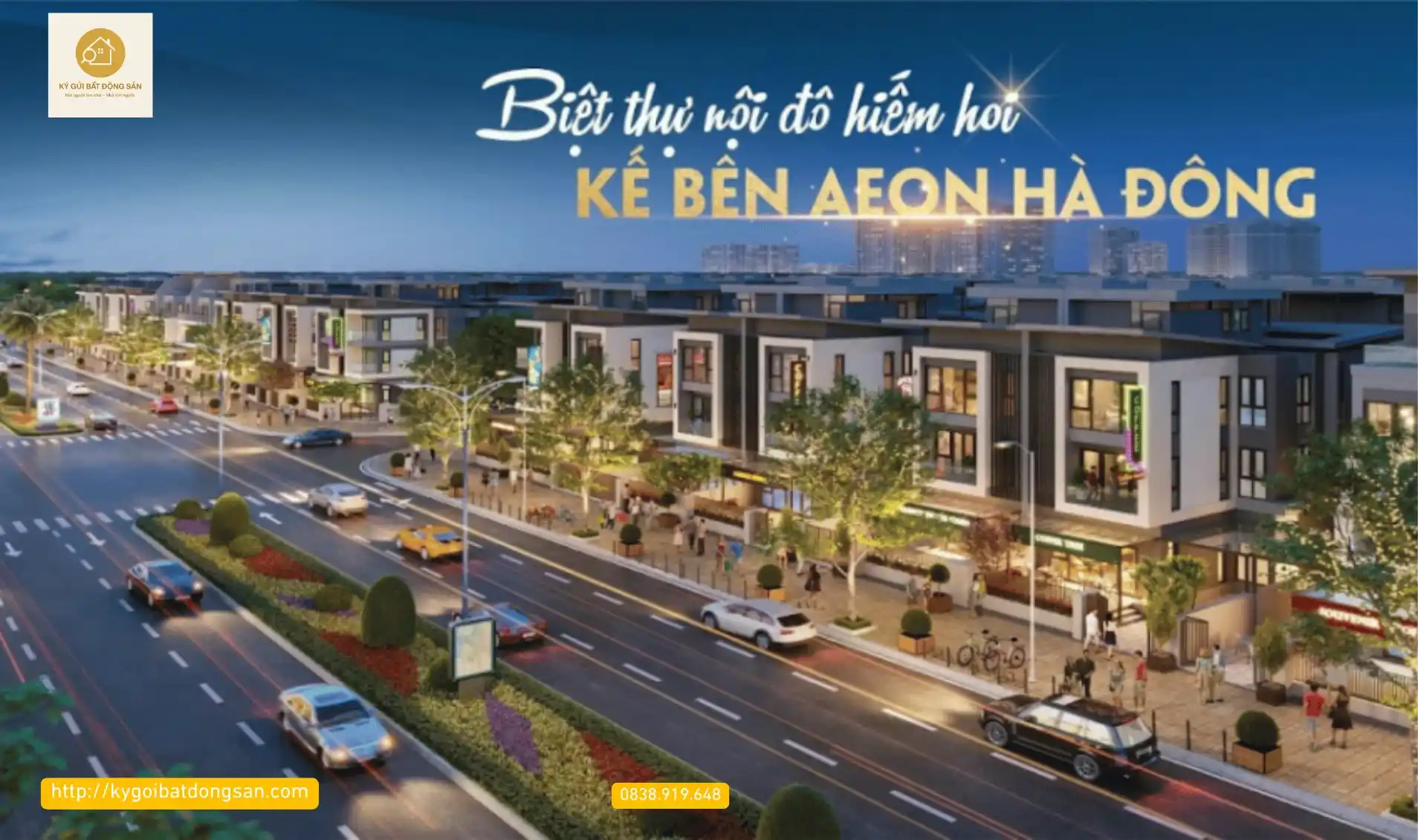 Toàn cảnh khu đô thị Dương Nội với phân khu biệt thự An Quý Villa xanh mát bên hồ điều hòa.