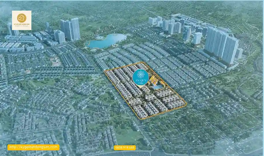 Phối cảnh tổng thể phân khu A khu đô thị mới Dương Nội và vị trí biệt thự An Quý Villa Nam Cường