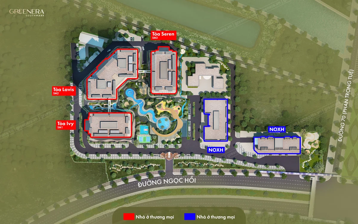 Phối cảnh toàn cảnh dự án Greenera Southmark 486 Ngọc Hồi đạt chứng chỉ xanh EDGE