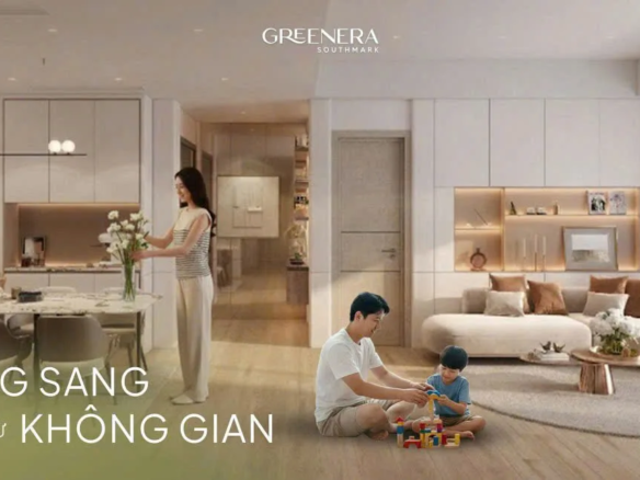 Thiết kế không gian nội thất phòng khách và bếp hạng sang tại dự án Greenera Southmark