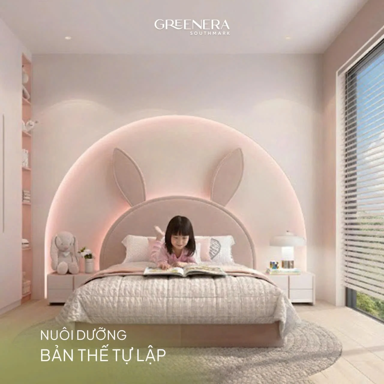 Nội thất phòng ngủ trẻ em hiện đại giúp nuôi dưỡng bản thể tự lập tại dự án Greenera Southmark.