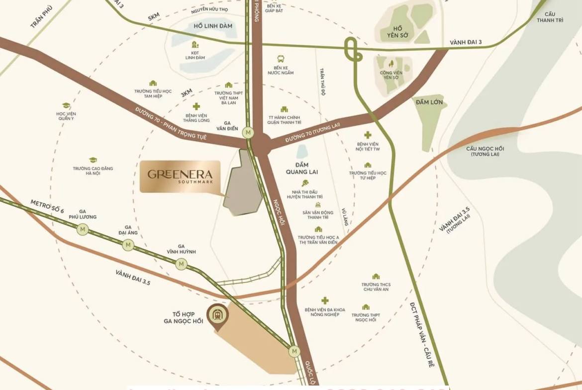 Bản đồ vị trí đắc địa dự án Greenera Southmark tại số 486 Ngọc Hồi, Thanh Trì, Hà Nội