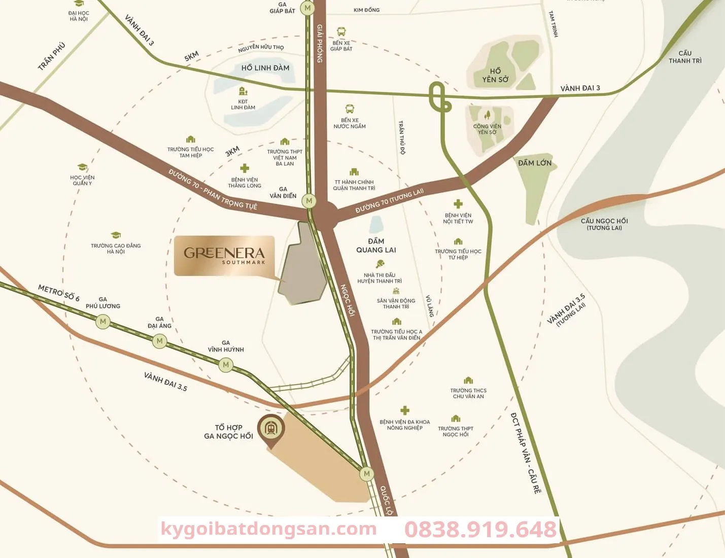 Bản đồ vị trí đắc địa dự án Greenera Southmark tại số 486 Ngọc Hồi, Thanh Trì, Hà Nội