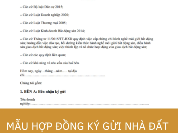 Chi tiết các điều khoản trong mẫu hợp đồng ký gửi nhà đất chuẩn pháp lý