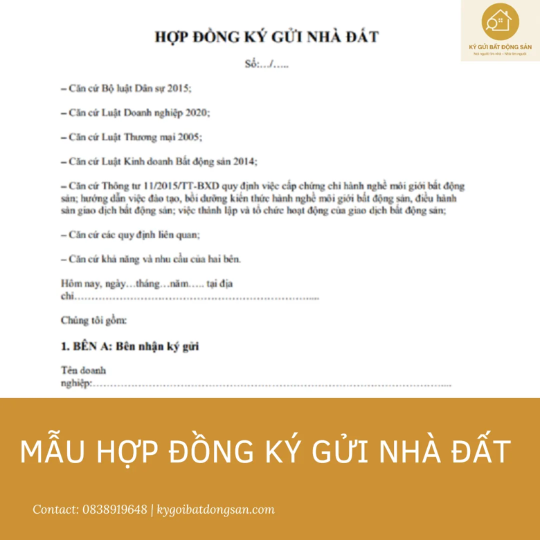 Mẫu hợp đồng ký gửi nhà đất mới nhất 2025 (Tải miễn phí) – An toàn pháp lý, Thanh khoản thần tốc