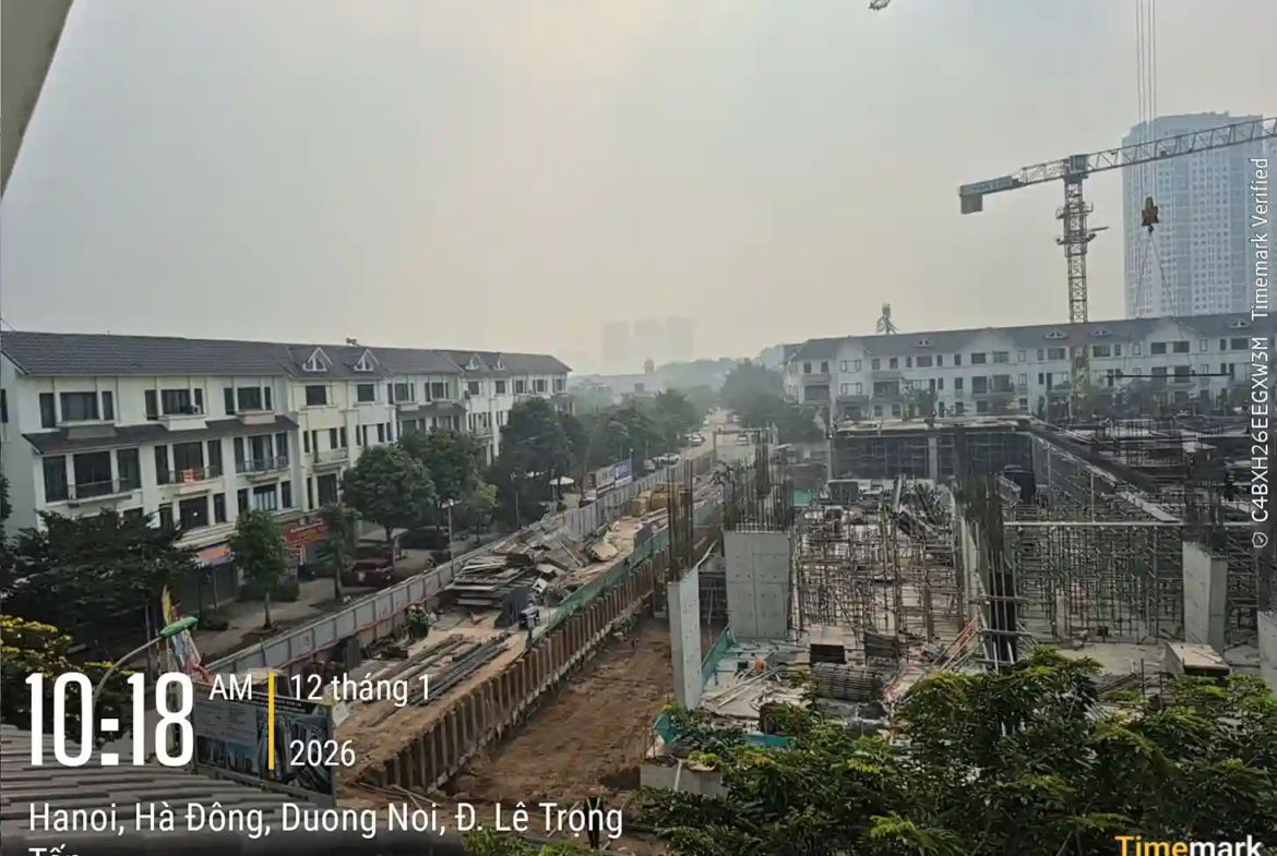 Toàn cảnh công trường dự án An Bình Homeland mặt đường Lê Trọng Tấn tháng 1/2026