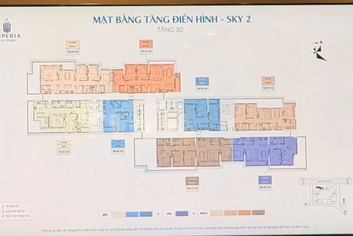 Bản vẽ kỹ thuật mặt bằng điển hình dự án Imperia Sky Park từ chủ đầu tư MIK Group tầng 30
