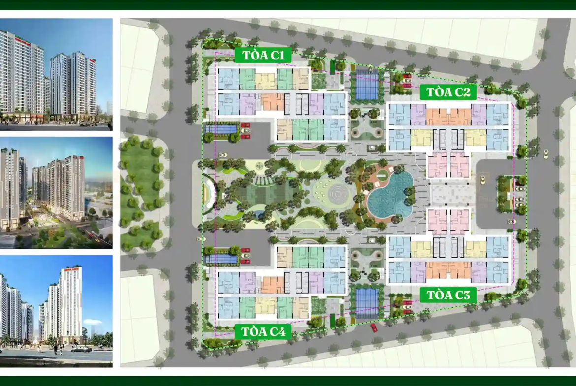 mặt bằng tổng thể 4 tòa tháp dự án An Bình Homeland