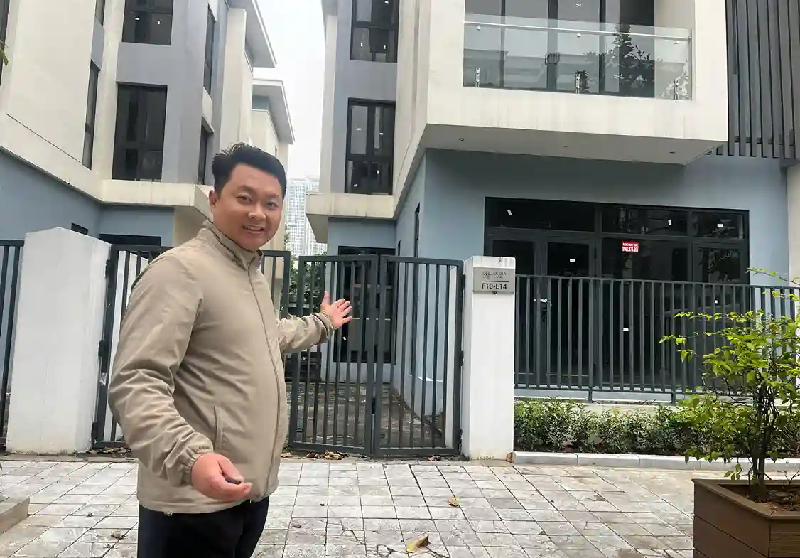 Mặt tiền thực tế biệt thự song lập An Quý Villa 180m2