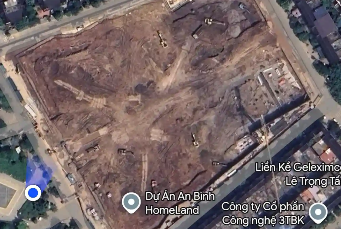 Hình ảnh vệ tinh thực tế tiến độ san lấp mặt bằng dự án An Bình Homeland