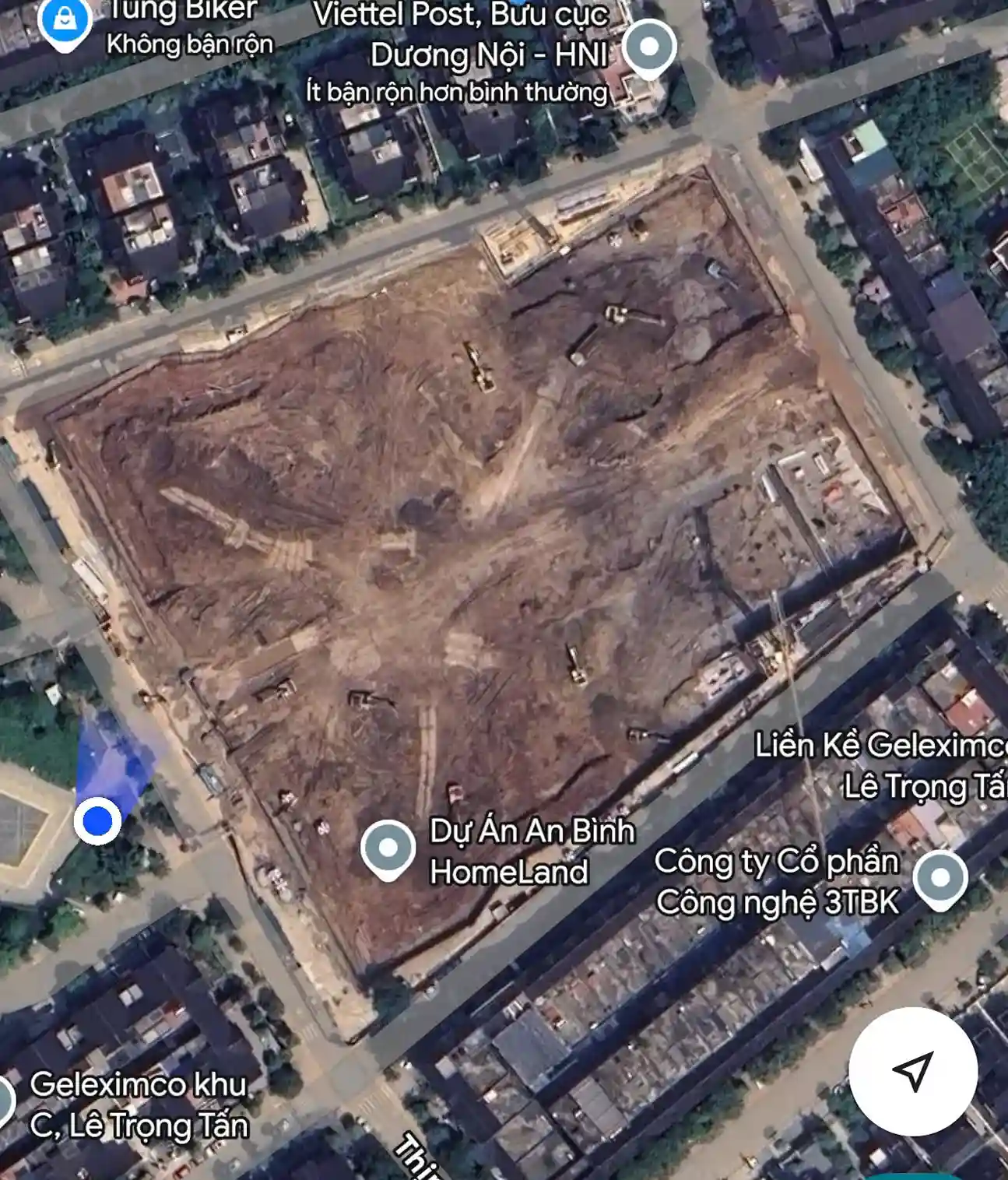 Hình ảnh vệ tinh thực tế tiến độ san lấp mặt bằng dự án An Bình Homeland