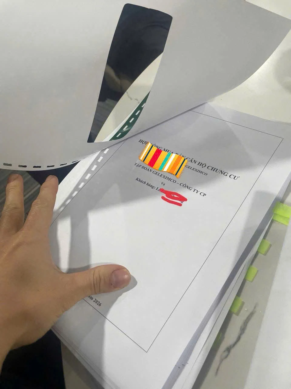 Bản scan thực tế hồ sơ hợp đồng mua bán dự án An Bình Homeland của chủ đầu tư Geleximco.