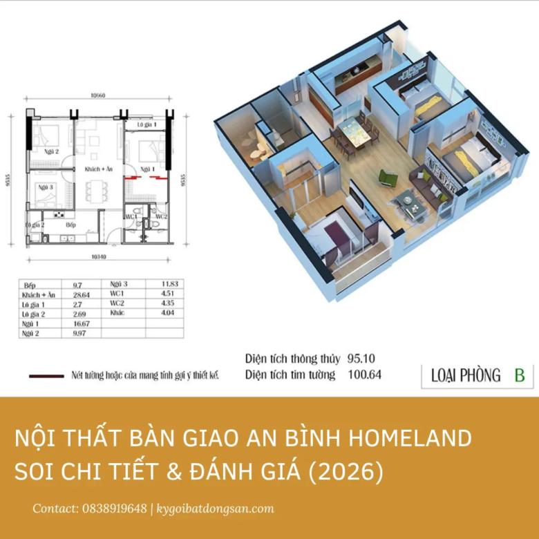 Nội thất bàn giao An Bình Homeland: Soi Chi Tiết & Đánh Giá (2026)