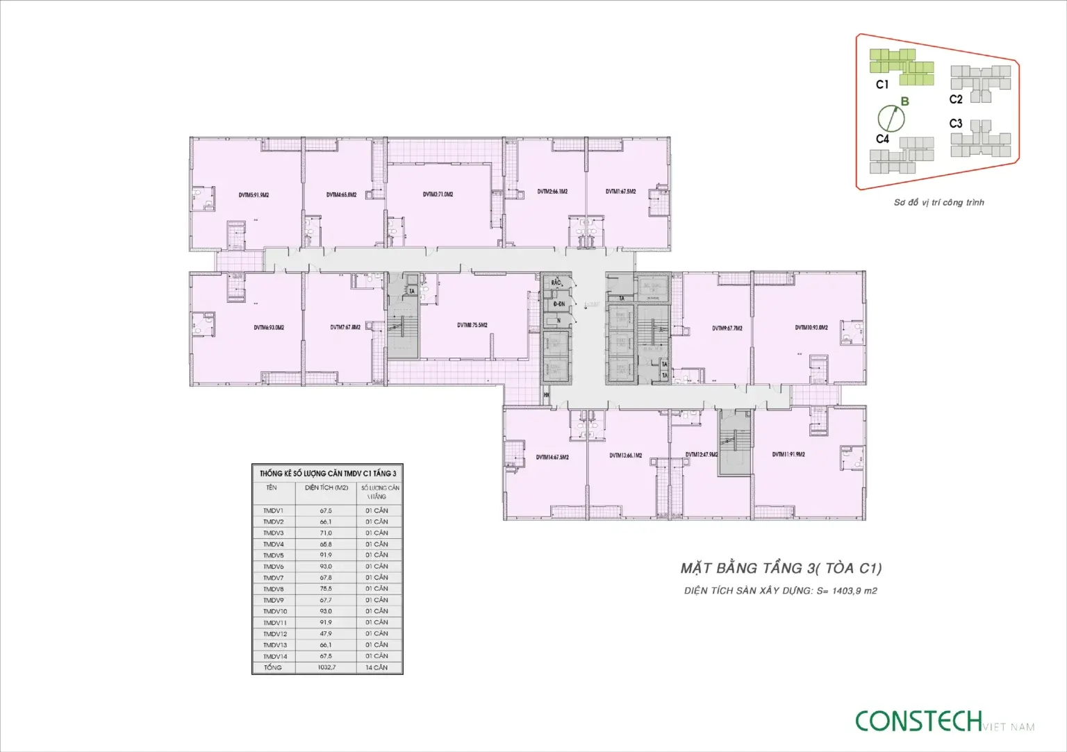 Bản vẽ chi tiết mặt bằng Tầng 24 Tòa C4 trong quần thể Review tòa C1 An Bình Homeland.
