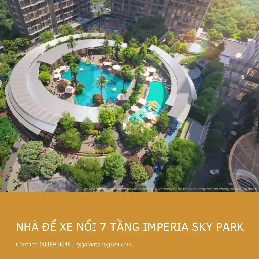Phối cảnh nhà để xe nổi 7 tầng hiện đại tại dự án Imperia Sky Park, giải quyết triệt để nhu cầu đỗ ô tô cho cư dân.