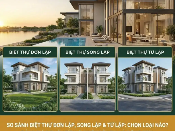 So sánh Biệt thự Đơn lập, Song lập & Tứ lập: Chọn loại nào?