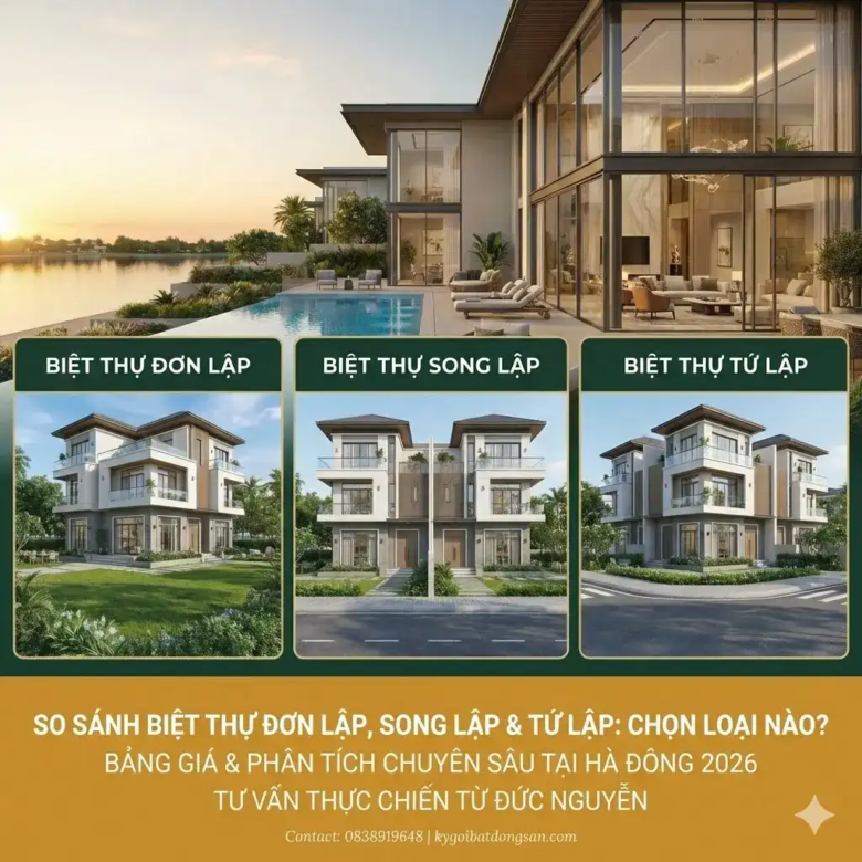 So sánh Biệt thự Đơn lập, Song lập & Tứ lập: Chọn loại nào?