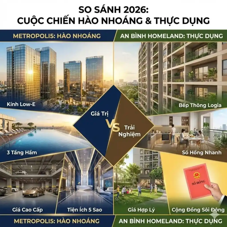 So sánh An Bình Homeland và Metropoli5: Cuộc chiến giữa “Hào nhoáng” và “Thực dụng” (2026)