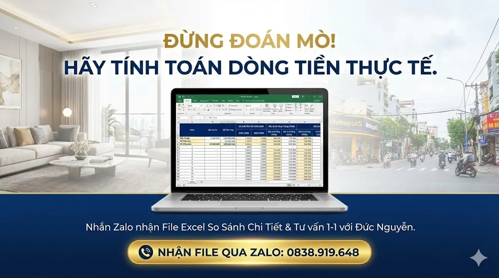 Tải miễn phí File Excel tính toán dòng tiền, lãi suất thả nổi và phương án vay ngân hàng mua chung cư từ chuyên gia Đức Nguyễn.