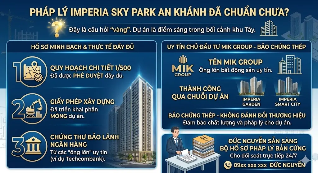 Đức Nguyễn cung cấp bộ hồ sơ pháp lý minh bạch giúp nhà đầu tư yên tâm quyết định có nên mua Imperia Sky Park An Khánh.
