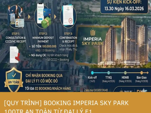 Ảnh bìa hướng dẫn thủ tục booking Imperia Sky Park 100 triệu an toàn