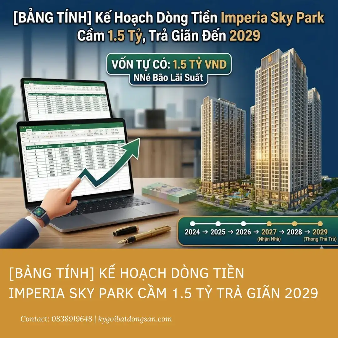 Bảng tính kế hoạch dòng tiền Imperia Sky Park vốn 1.5 tỷ